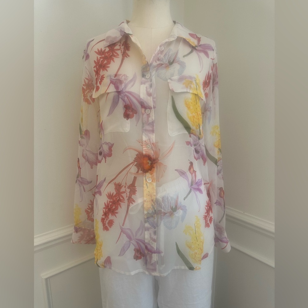 NWT 100% silk sheer blouse
